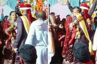 Bride kisses groom in front of crowd, leaves guests speechless – WATCH