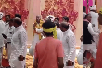 Watch: SP leader garlanded, then slapped multiple times on stage in Jaunpur