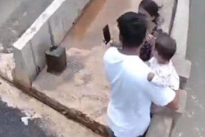 Watch| Selfie by river nearly costs infant’s life, K’taka police averts mishap