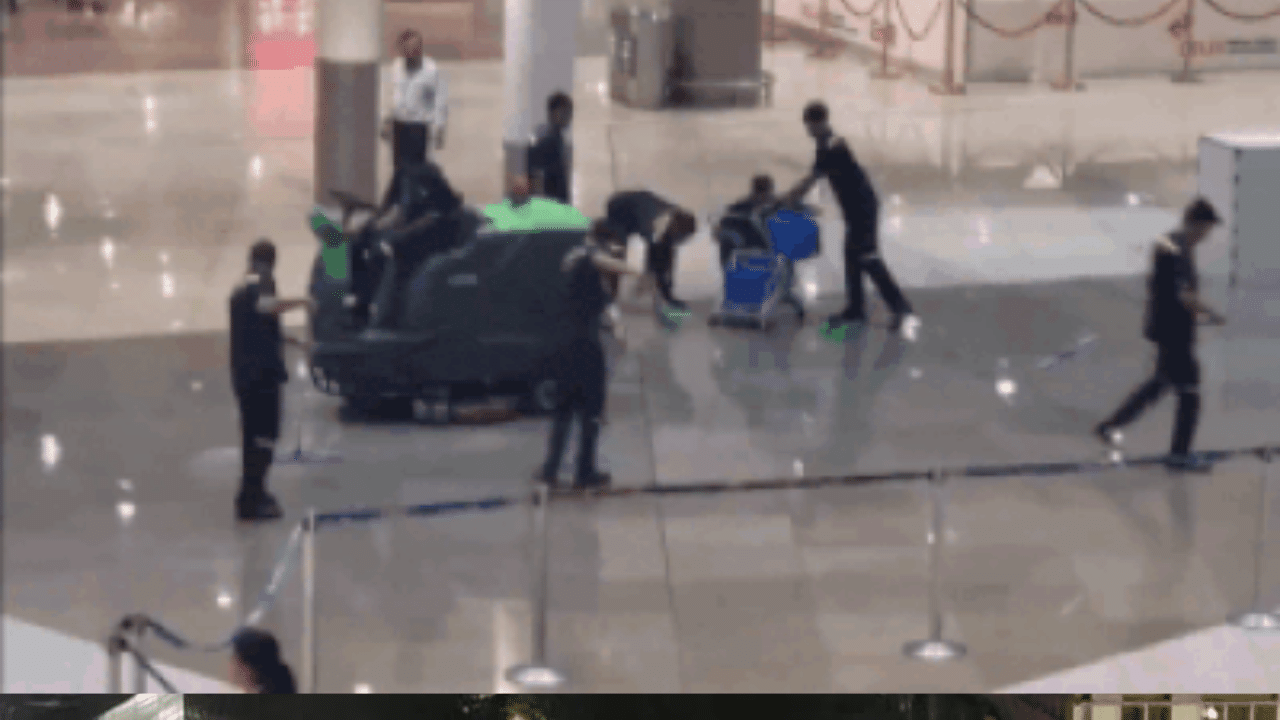 Rainwater enters Delhi airport terminal, staffs mops floor | Watch video