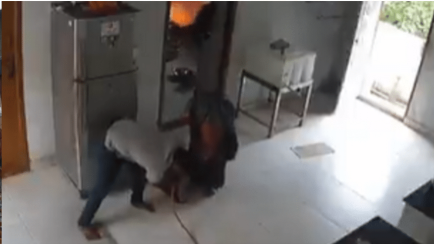 Caught on cam: Jaipur man-woman survives gas cylinder explosion 1 Caught on cam: Jaipur man-woman survives gas cylinder explosion