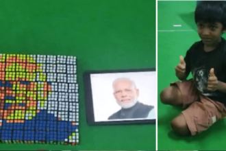 6-year-old builds PM Modi’s portrait with 99 Rubik’s Cubes in just 20 minutes