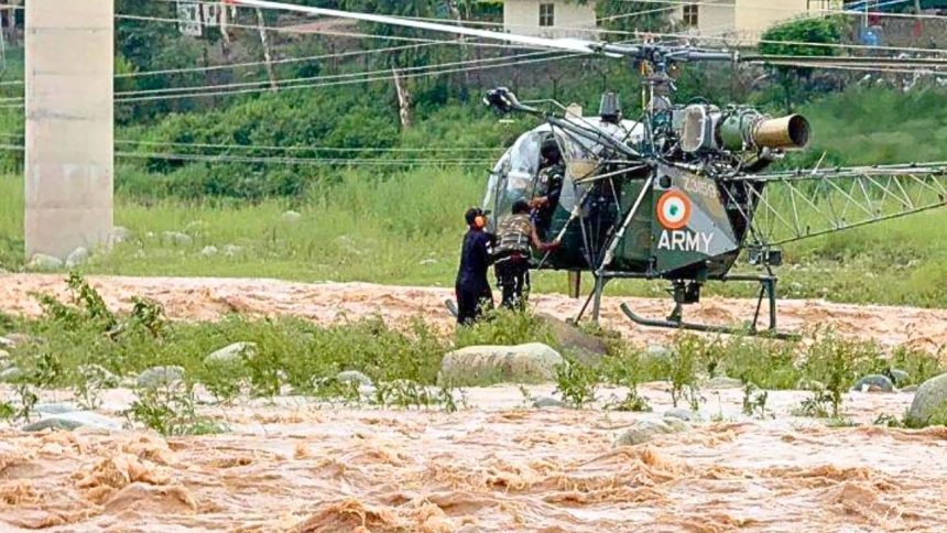Army pilots execute brave helicopter rescue amid flash floods in Rajouri