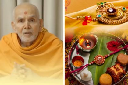 Akshardham’s Mahant Swami Maharaj offers Raksha Bandhan prayers, calls God the ultimate protector