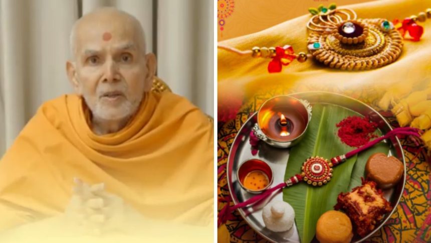 Akshardham’s Mahant Swami Maharaj offers Raksha Bandhan prayers, calls God the ultimate protector